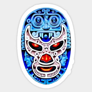 Feel-Ink Blue Demon Lucha Libre Wrestler Aztec Design Sticker